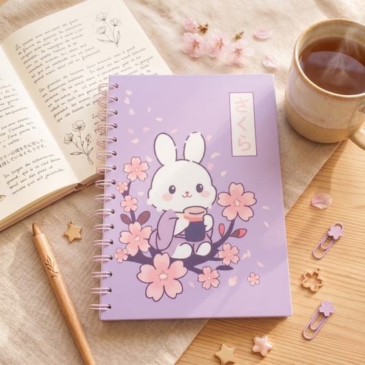 Carnet A5 sakura lapin kawaii
